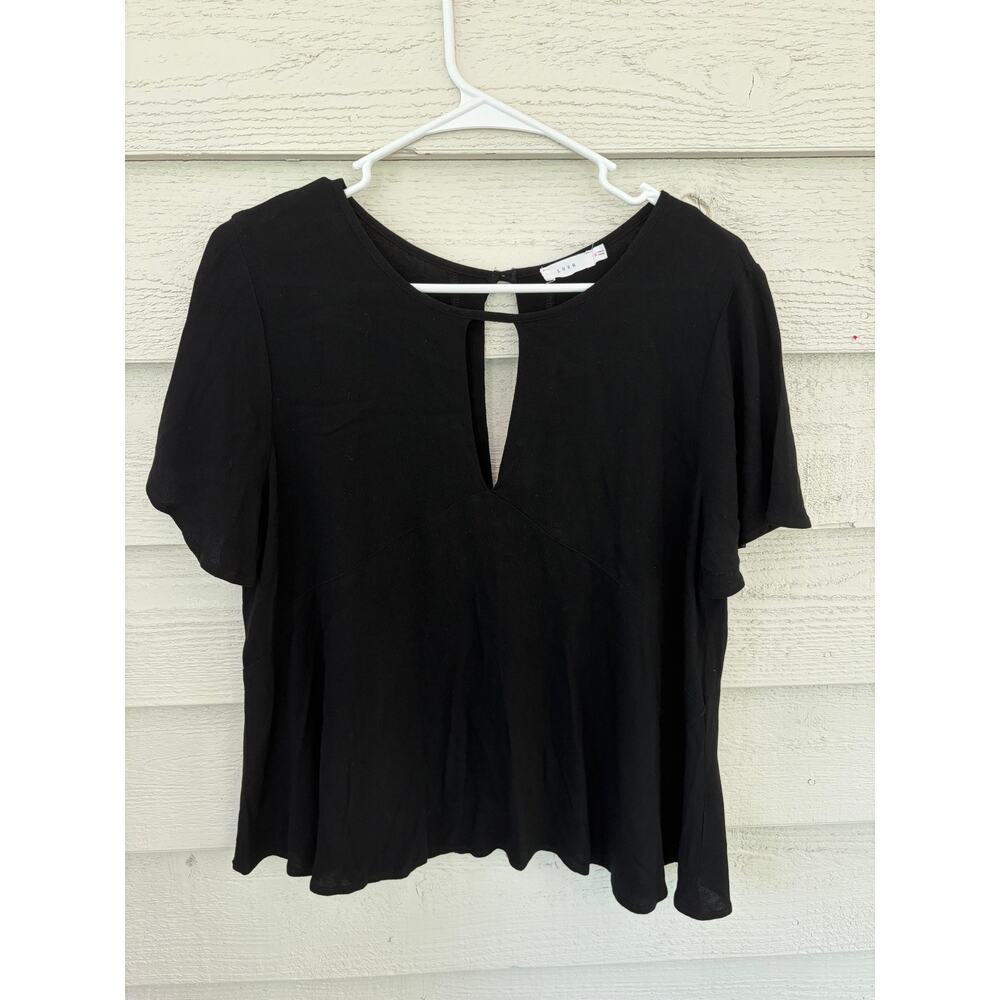 Lush Black Flowy Peplum Top Size M Keyhole Front & Back - Picture 2 of 4